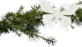 House of Seasons Décoration de sapin de Noël papillons sur clip - 2x pcs - blanc - 16 cm