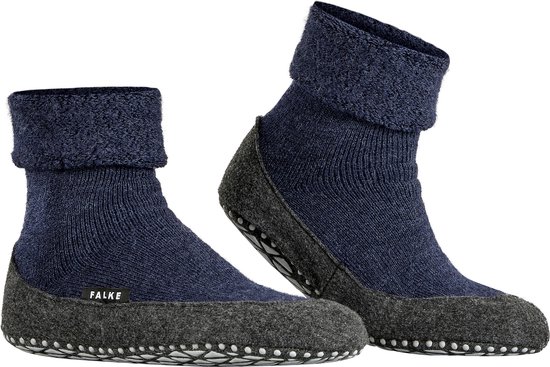 FALKE Cosyshoe Noppen op de zool wol huissokken heren blauw - maat 37-38
