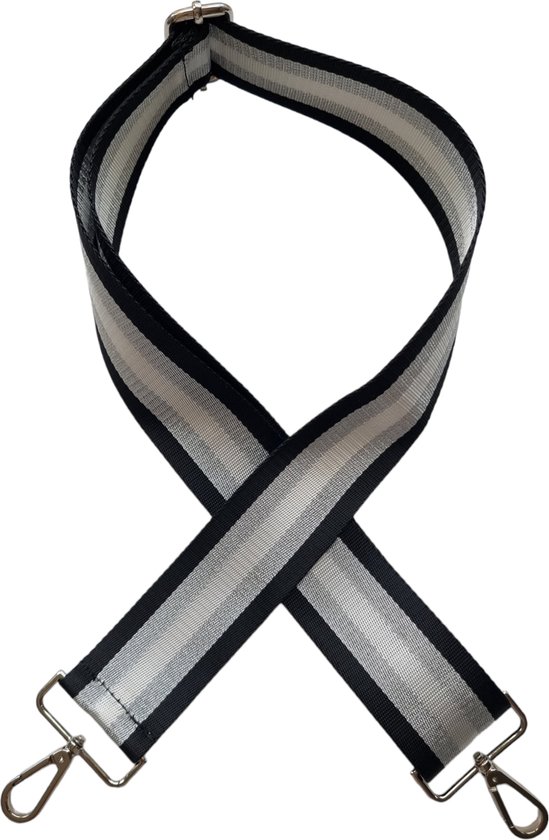 VIQRI - Tashengsels - Tassen - Schouderband -Schouderriem - Zwart - Wit - Zilver - Bagstrap verstelbaar - Zilver - Verstelbaar - 130 cm