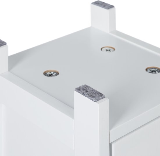 Relaxdays toiletrolhouder staand, badkamerkast HBD 75,5 x 18,5 x 18,5 cm, MDF & bamboe, smalle toiletkast, wit
