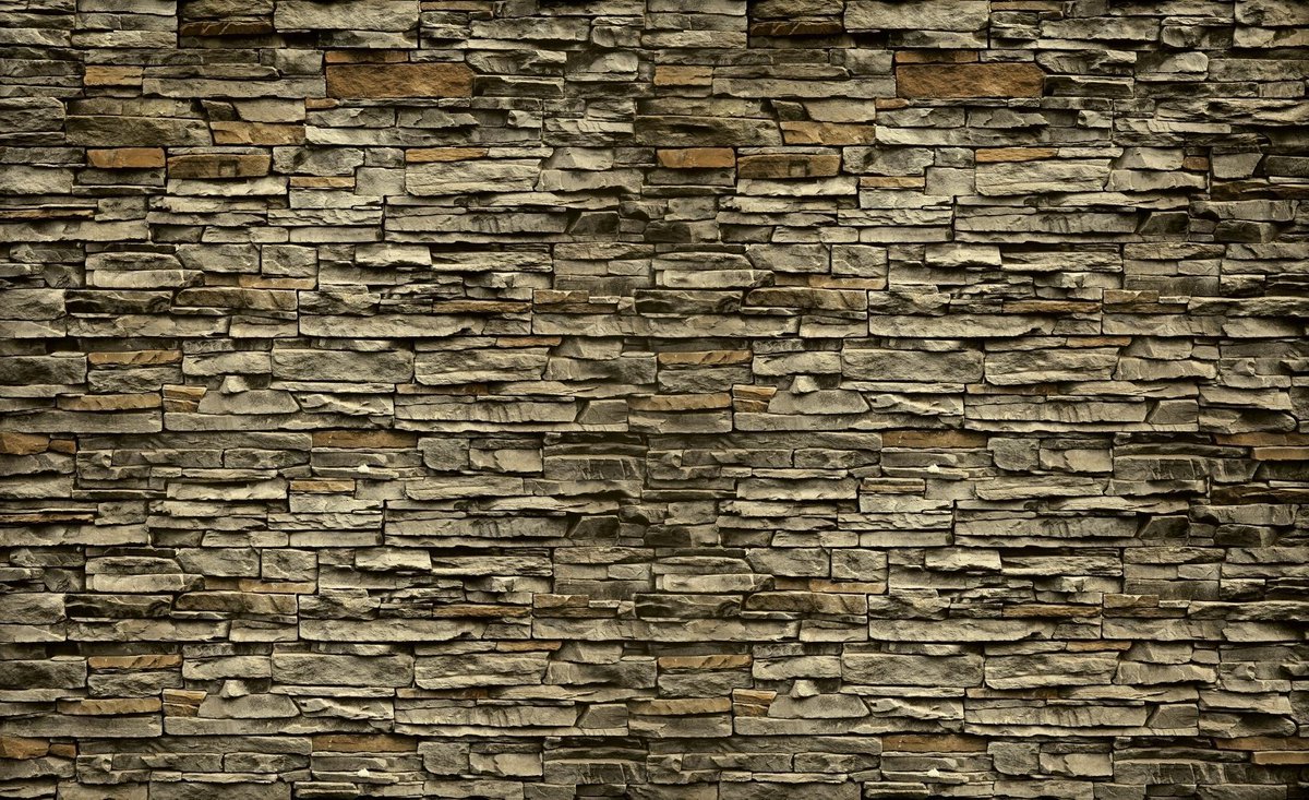 Fotobehang Vlies | Stenen, Muur | Grijs | 368x254cm (bxh)