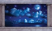 Blue Night Sky Window View Photo Wallcovering