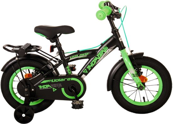 Volare Thombike Kinderfiets - Jongens - 12 inch - Zwart Groen - Twee Handremmen