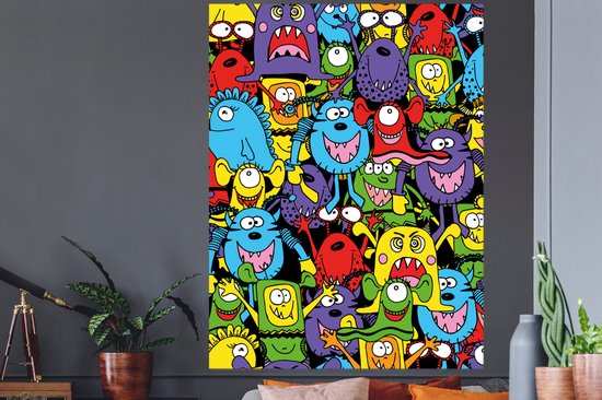 Stickers muraux - Film autocollant - Motifs - Monster - Drôle - Abstrait - Filles - Garçons - 120x160 cm - Film adhésif - Stickers muraux chambre d'enfant - Papier peint autocollant XXL