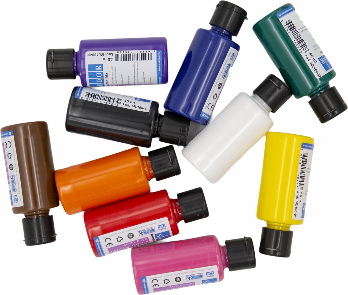SÜDOR acrylverf set voor kinderen en volwassenen, schoolverf set 10 kleuren elk 40ml, houtverf, universele verf voor hout, steen, canvas, paaseieren (10x40ml) — afbeelding 7