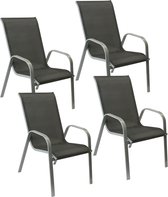 Set van 4 MARBELLA stoelen in grijs textilene - grijs aluminium