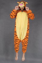 Onesie Teigetje pak kind tijger kostuum 2.0 - maat 128-134 - tijgerpak oranje pyjama tijgertje Winnie de Poeh