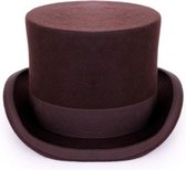 Hoge hoed donkerbruin steampunk tophat - maat 59-60-61 - bruin heren dames