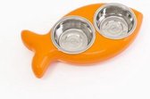 The Fish Bowl Kat Dubbele Voerbak - Oranje