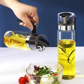 auto flip glazen flessenpot, oliefles, lekvrij, kruidencontainer met automatische deksel en stop voor de keuken, olijfolie saus, 300 ml