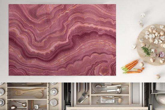 KitchenYeah® Inductie beschermer 77x51 cm - Roze - Geode - Stenen - Agaat - Kookplaataccessoires - Afdekplaat voor kookplaat - Inductiebeschermer - Inductiemat - Inductieplaat mat