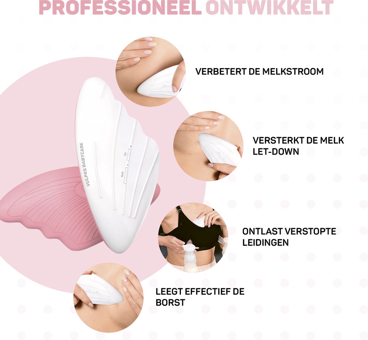 Zacht Verwarmd Borstvoedingsmassageapparaat Met Warmte & Trilling - Verbetert Melkstroom & Ontspant Borsten