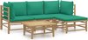 vidaXL - 5-delige - Loungeset - met - kussens - bamboe - groen