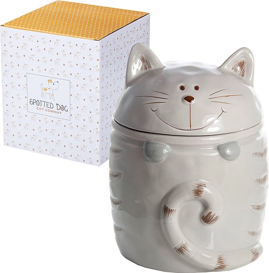 Keramische voorraaddoos in kattenvorm - opbergdoos met deksel - voor koffie, thee en suiker - cadeau voor kattenliefhebbers
