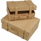 Koffers - Koffers - Papier Maché - Bruin - 11+14x7,5+10x4,5+5cm - 2x2 Stuks