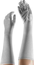 Apollo - Lange handschoenen - Satijnen handschoenen - 40 cm - Zilver - One size - Gala handschoenen - Lange handschoenen verkleed - Charleston accessoires - Carnaval