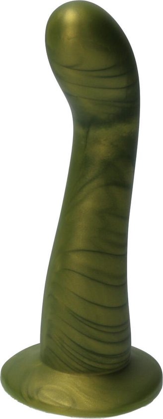 Ylva & Dite - Swan - Siliconen G-spot / Anale dildo - Made in Holland - Olijfgeel Metallic