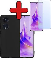 Hoesje Geschikt voor OPPO Reno 8T 4G Hoesje Siliconen Case Hoes Met Screenprotector - Hoes Geschikt voor OPPO Reno 8T 4G Hoes Cover Case - Zwart