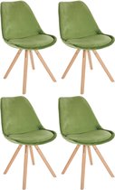 CLP Sofia Set van 4 Eetkamerstoelen - Zonder armleuning - Velvet - Fluweel - lichtgroen natura (ronde)