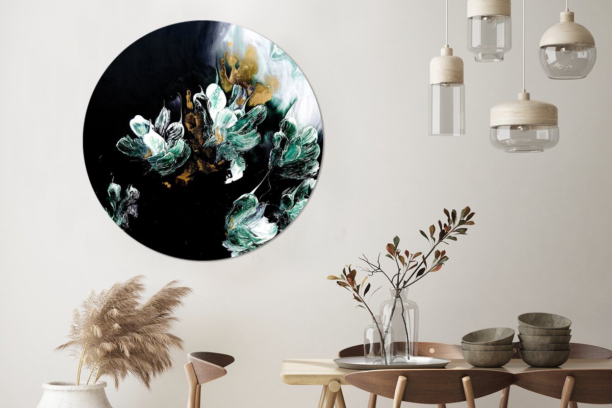 WallCircle - Wandcirkel - Muurcirkel - Schilderen - Verf - Zwart - Blauw - Aluminium - Dib
