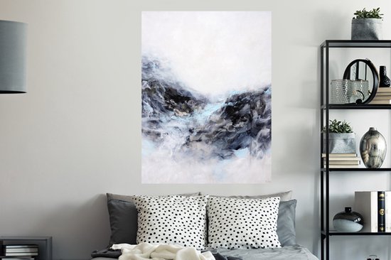 Stickers muraux - Film adhésif - Zwart - Wit - Peinture - Abstrait - 90 x 120 cm - Film adhésif - Stickers muraux chambre enfant - Papier peint autocollant - Film adhésif