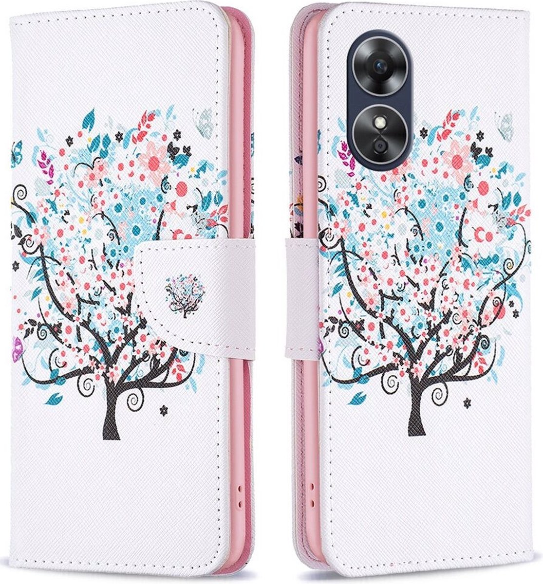 Oppo A17 Hoesje Portemonnee Book Case Boom Print