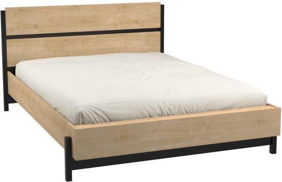 TRU Cadre de Lit pour Matelas 140 x 190 cm, Lit 1 Personne en Bois