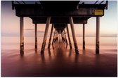 Poster (Mat) - Pier - Strand - Zee - Zand - 60x40 cm Foto op Posterpapier met een Matte look