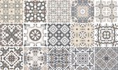 Ulticool Decoratie Sticker Tegels - Beige Grijs Wit Marokkaans - 15x15 cm - 15 stuks Plakfolie Tegelstickers - Plaktegels Zelfklevend - Sticktiles - Badkamer - Keuken
