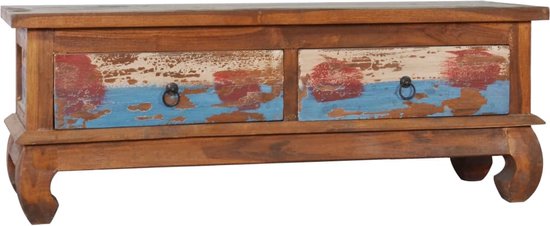 The Living Store Meuble TV Style Colonial - 110 x 35 x 40 cm - Teck recyclé