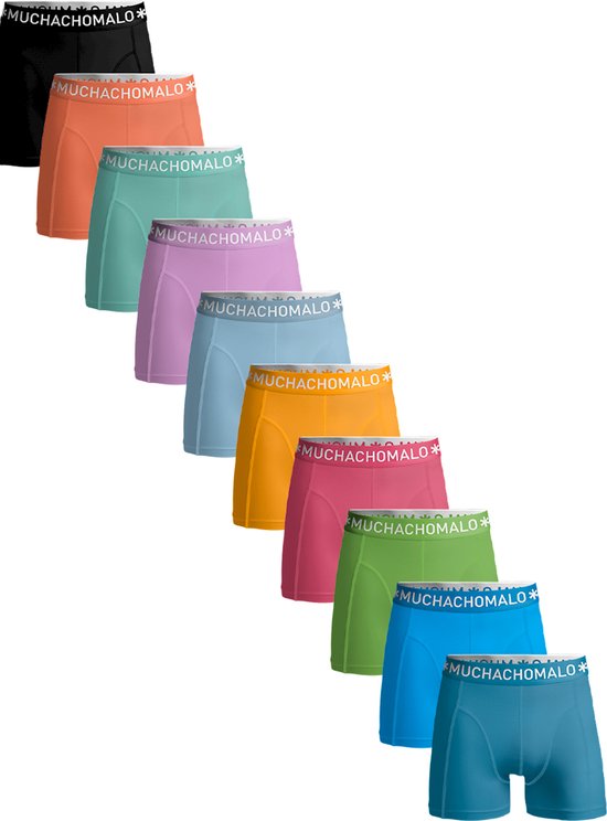 Muchachomalo Heren Boxershorts 10 Pack - Normale Lengte - Maat L - 95% Katoen - Mannen Onderbroek met Zachte Elastische Tailleband