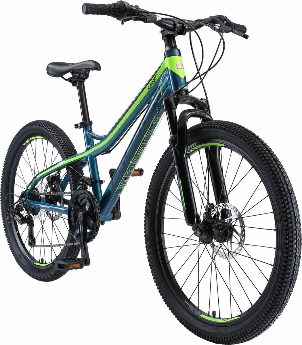 Bikestar, hardtail MTB, 21 speed, 24 inch, blauw/groen