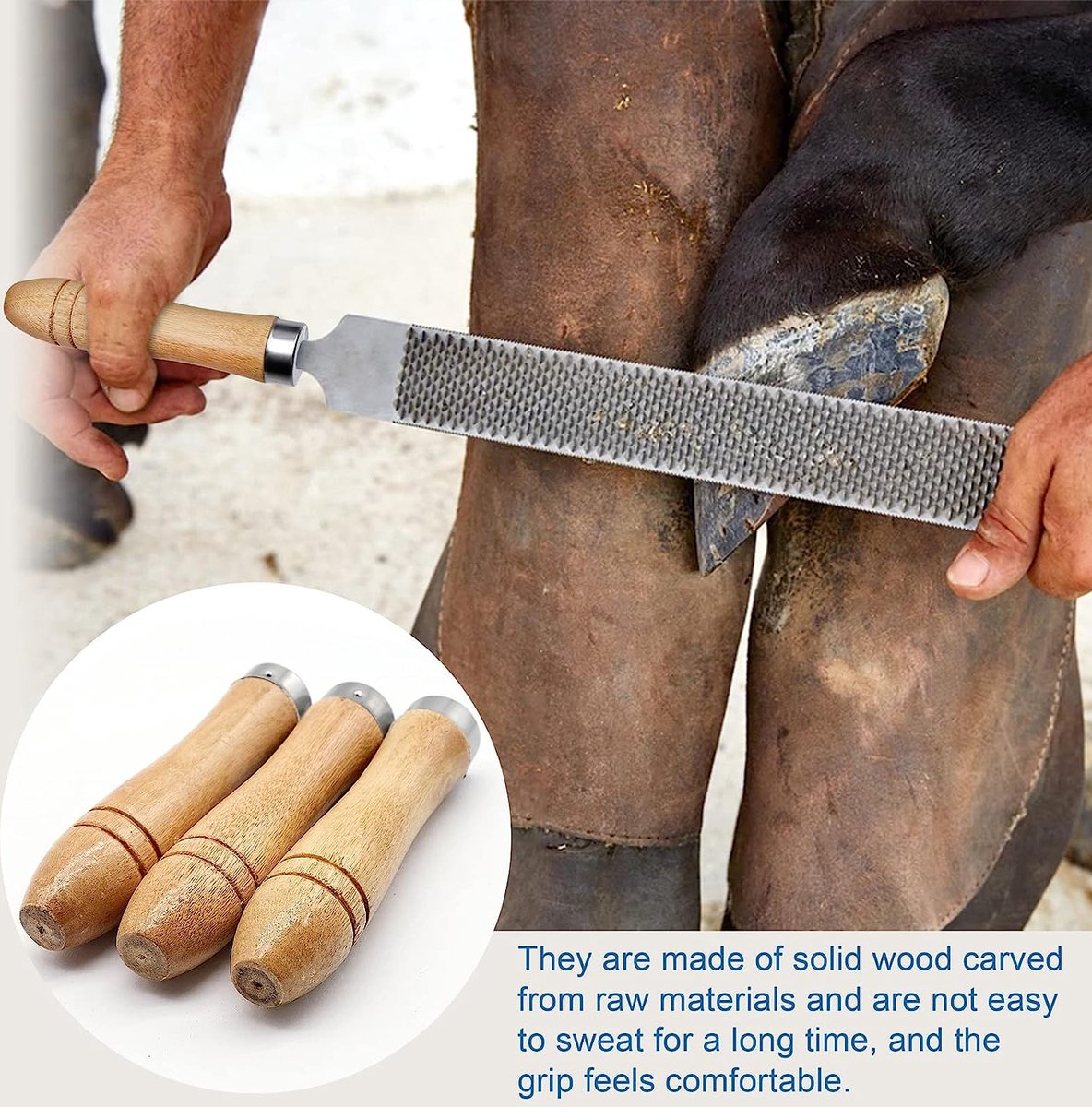 10 stuks houten handgrepen met veiligheidsring van metaal, 9 cm lange 10 stuks houten handgrepen met veiligheidsring van metaal, 9 cm lange