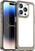 Mobigear Crystal Telefoonhoesje geschikt voor Apple iPhone 15 Pro Max Hoesje Hardcase Backcover - Transparant / Grijs