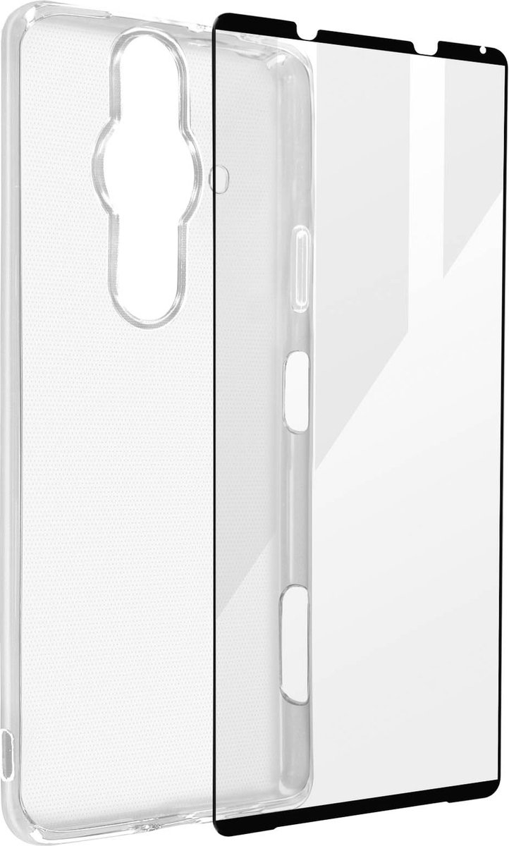 Case Geschikt voor Sony Xperia Pro-I siliconengel en gehard glas 9H Transp.