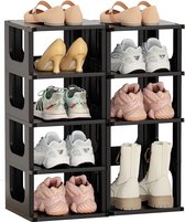 Schoenenrek 10 niveaus schoenenrek smal zwart schoenenrek schoenenopslag ruimtebesparend stapelbaar schoenenrek voor entree, hal, slaapkamer