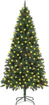 vidaXL-Kunstkerstboom-met-verlichting-en-dennenappels-210-cm-groen
