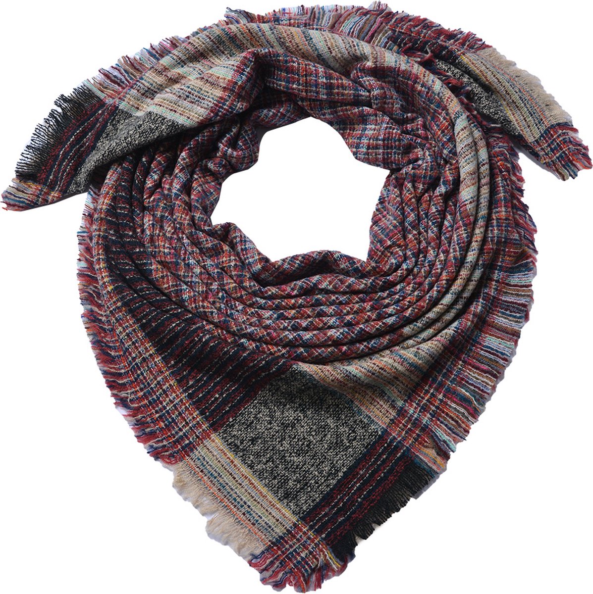 Juleeze Wintersjaal Dames 130x130 cm Rood Polyester