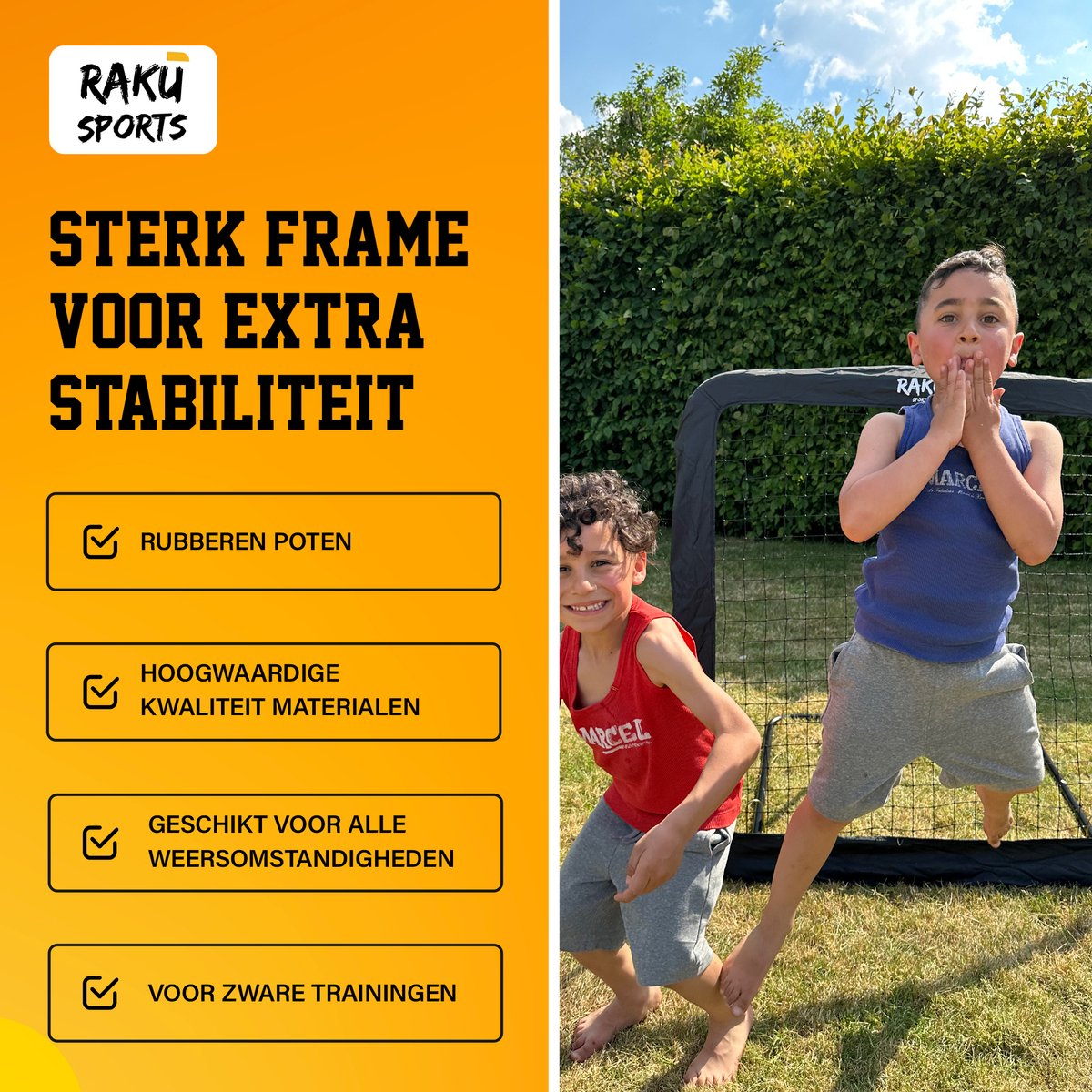 Raku Sports Voetbal Rebounder Voetbaldoel - Accessoires & Spullen voor Training - Voetbalgoal met Pionnen - Trainingsmateriaal - Tchouk — afbeelding 2