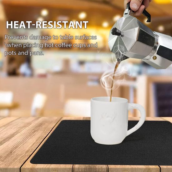 Placemats 6 stuks PU leer afwasbaar placemat en onderzetters zwart