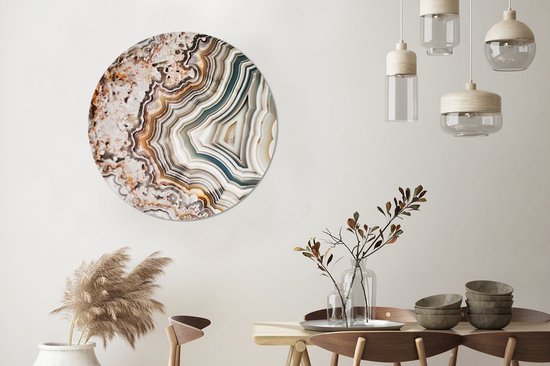 WallCircle - Wandcirkel - Marmer - Abstract - Natuur - Marmerlook - Muurcirkel binnen - Wanddecoratie rond - Rond schilderij - Kamer decoratie - Woonkamer - Muurdecoratie cirkel - 90x90 cm - Wandcirkels - Ronde schilderijen - Slaapkamer