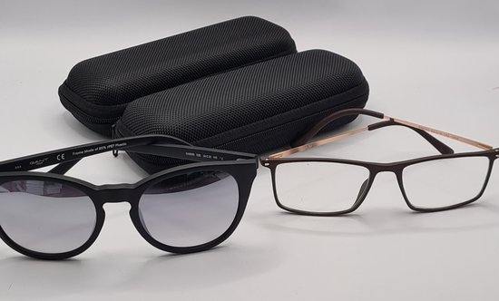 2 brillenkokers + 2 brillenkoordjes + 2 brillendoekjes / zwart / set van 2 brillendozen / cadeau / boîte de rangement / hard koker / Aland optiek - Aland optiek