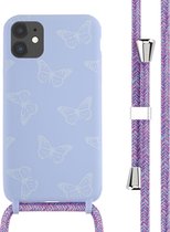 iMoshion Hoesje Geschikt voor iPhone 11 Hoesje Met Koord - iMoshion Siliconen design hoesje met koord - Meerkleurig / Butterfly