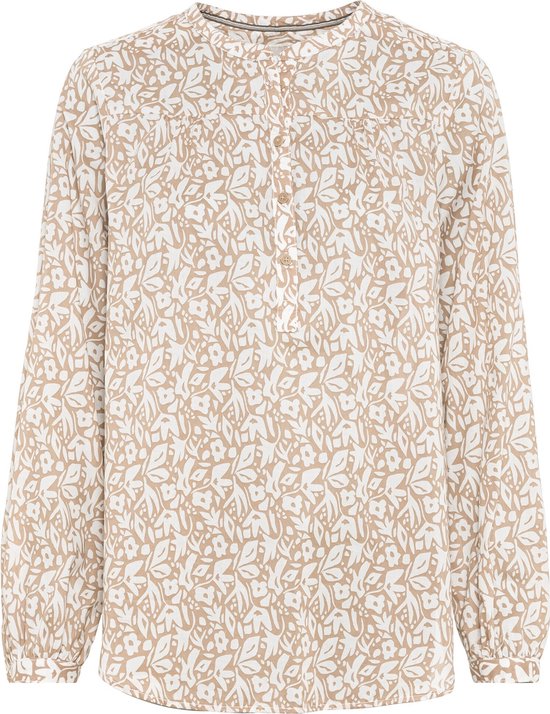 camel active Slip-on blouse met allover bloemenprint - Maat womenswear-L - Licht Bruin-Wit