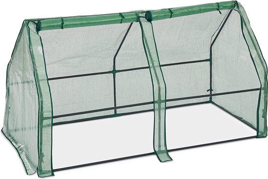 WOLTU Broeikas met Roldeuren voor Planten en Balkon, PE-mesh 140 g/m², Waterdicht, 4 Haringen, 100 x 50 x 190 cm, Groen