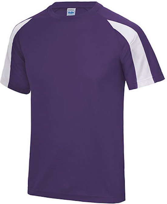 Vegan T-shirt 'Contrast' met korte mouwen Purple/White - XL