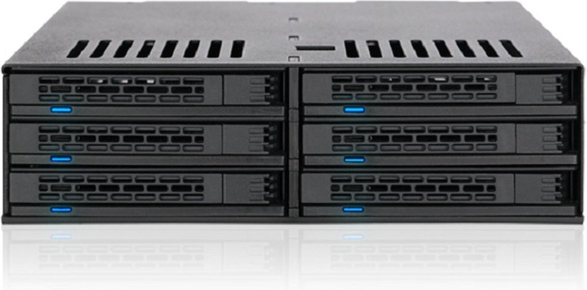 Icy Dock MB326SP-B disk array 0 TB Rack (1U) Zwart