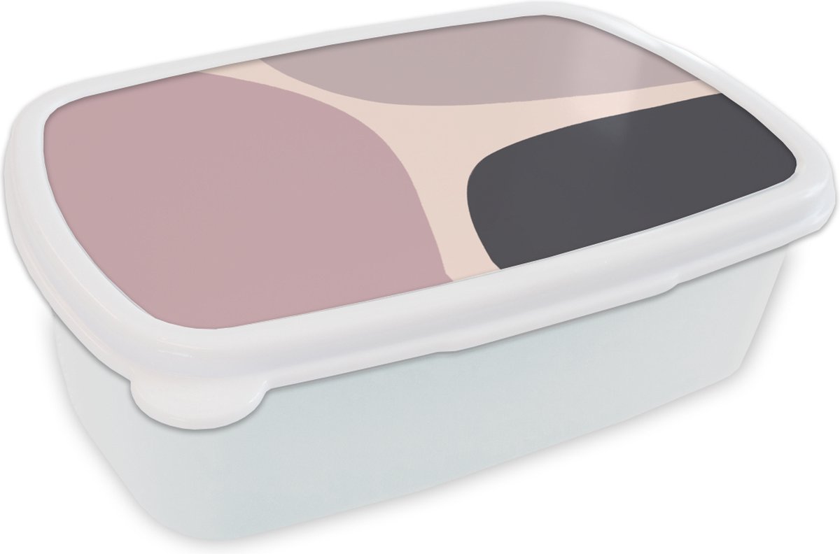 Broodtrommel Wit - Lunchbox - Brooddoos - Pastel - Design - Minimalisme - 18x12x6 cm - Volwassenen