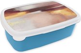 Broodtrommel Blauw - Lunchbox - Brooddoos - Verf - Abstract - Pastel - 18x12x6 cm - Kinderen - Jongen