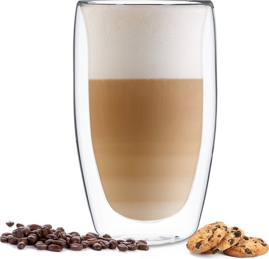 Set van 4 dubbelwandig drinkglas, 180 ml, thermoglas, koffiekopjes, waterglas